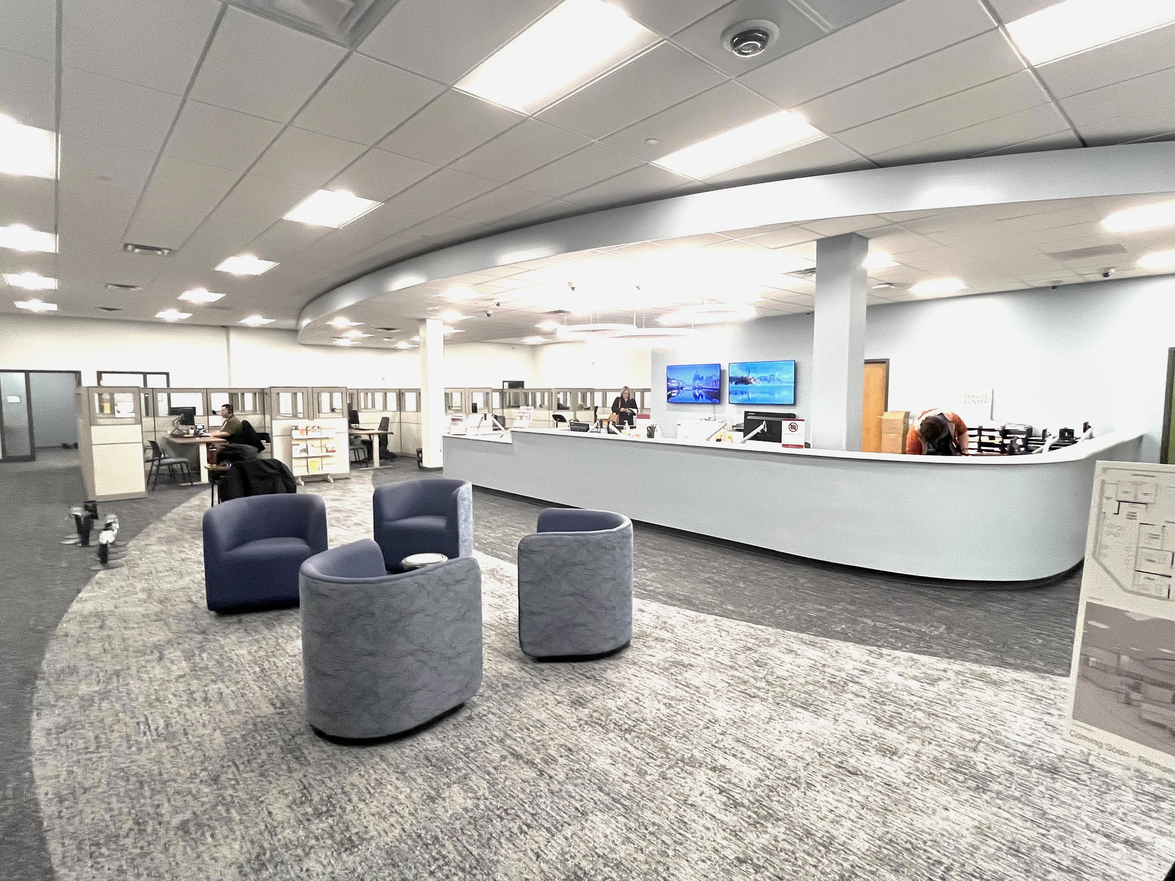 A bright, modern-looking newly renovated service center