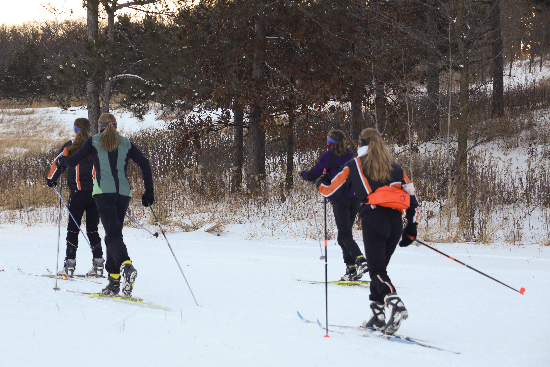 Cross country ski team practices at Battle Creek Regional Park