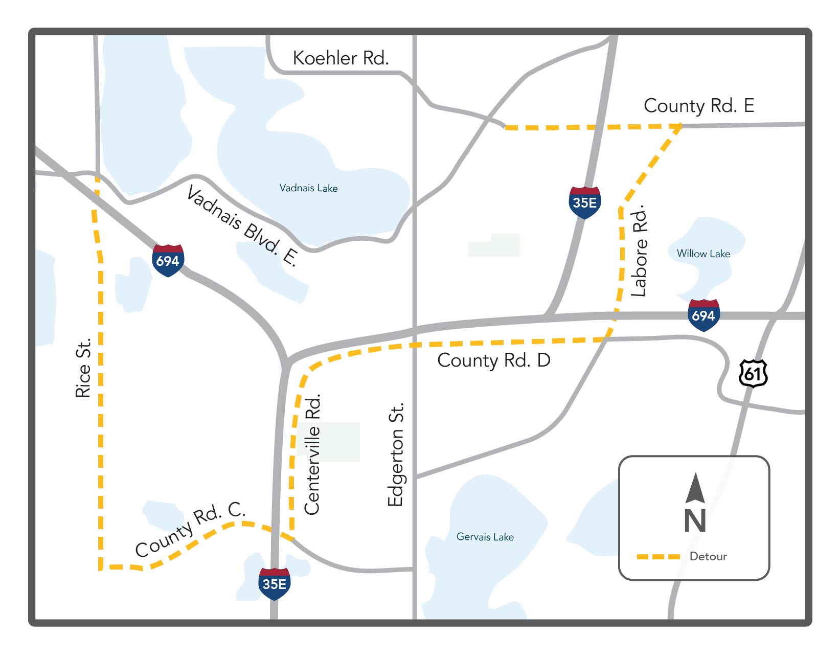 Edgerton Street project extended detour map