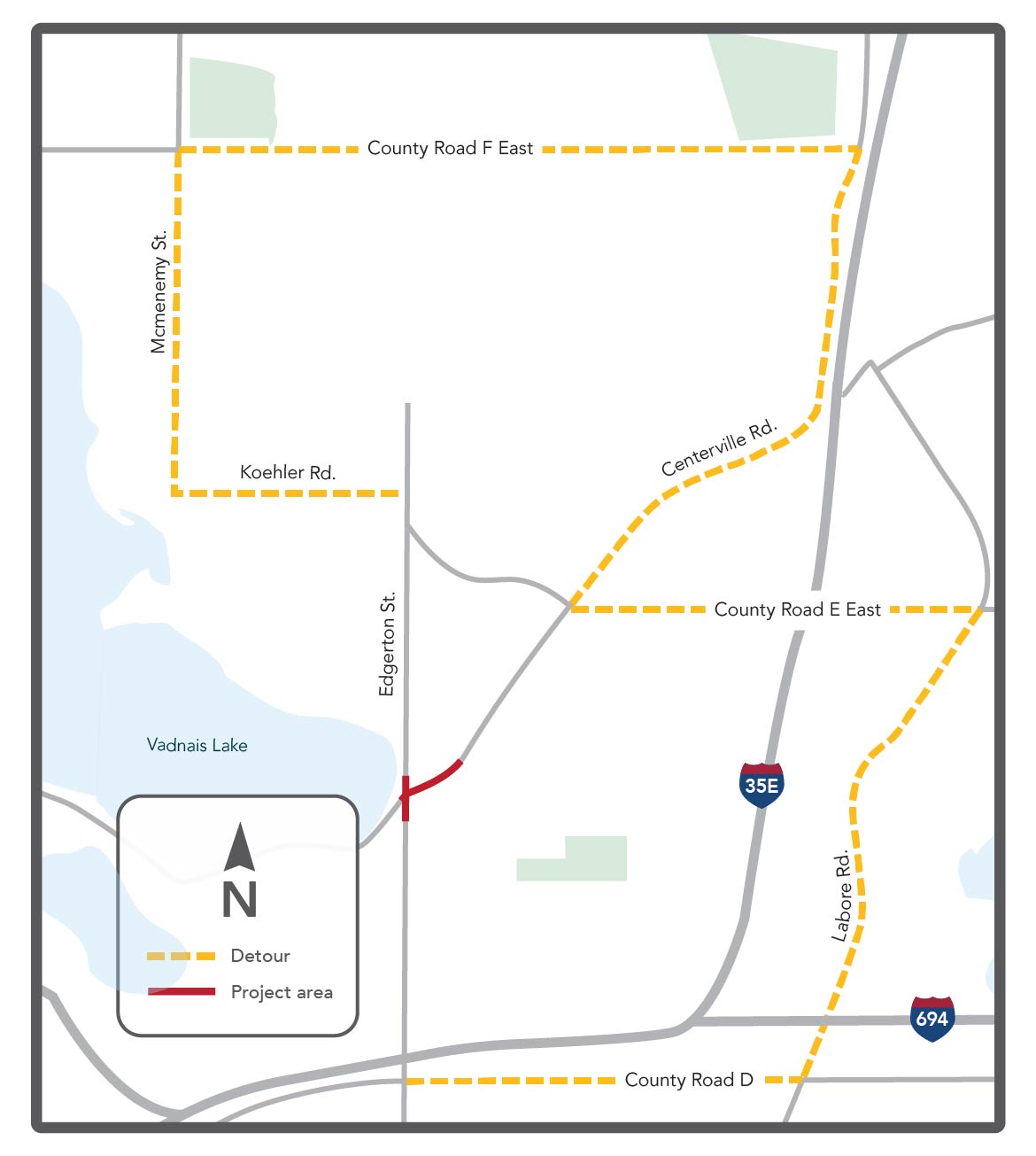 Edgerton-Centerville Drainage detour map