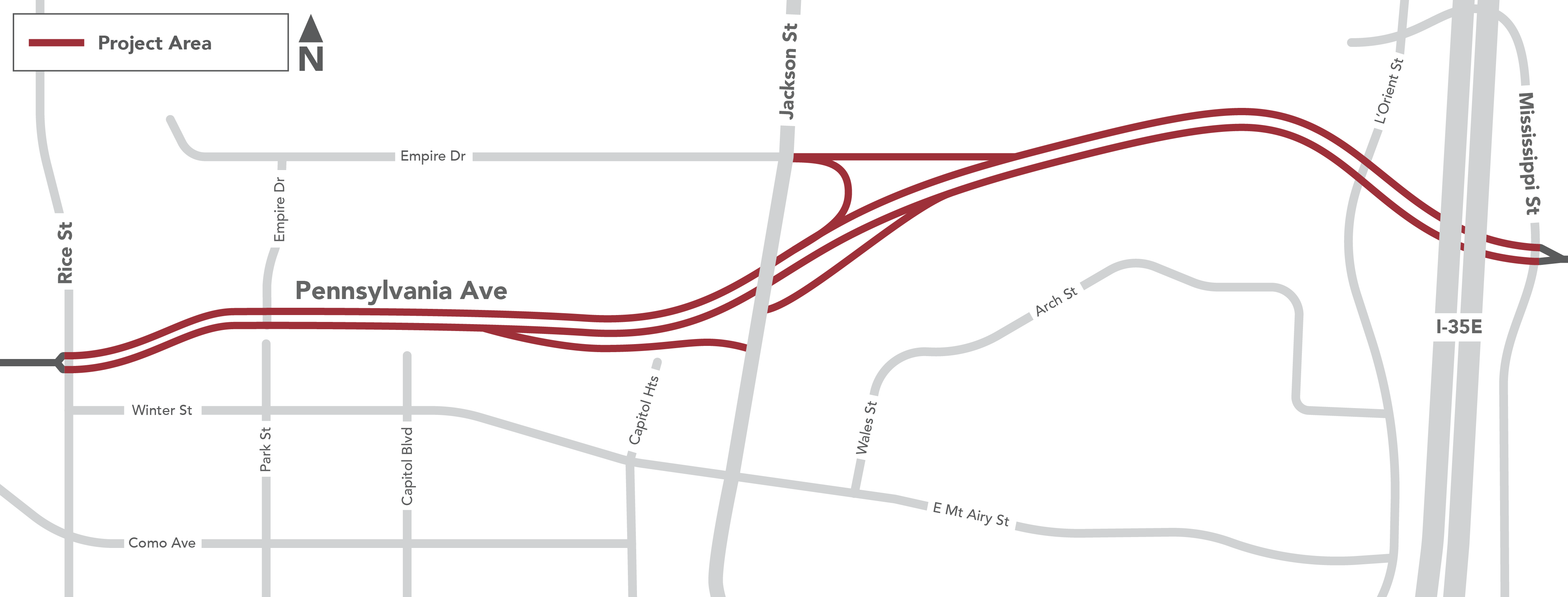 Pennsylvania Avenue Reconstruction project area map