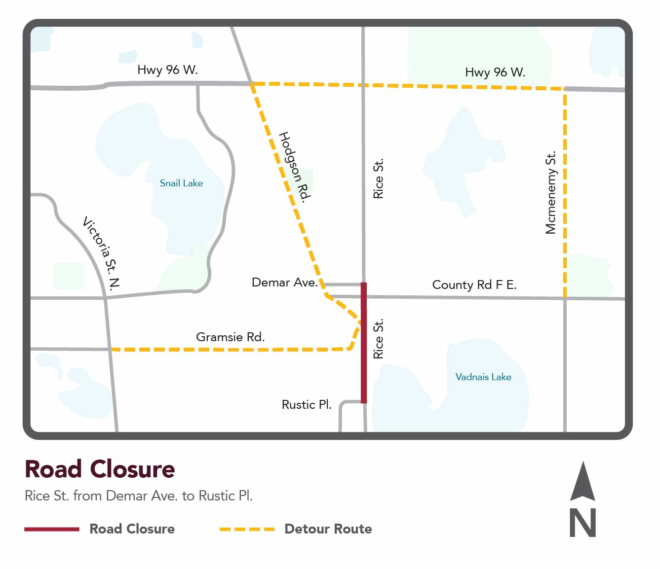 Hodgson project area map with detours