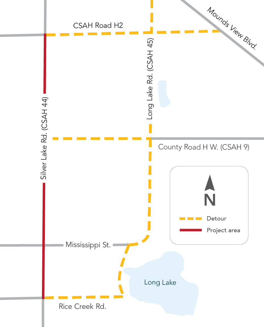Silver Lake Road detour map
